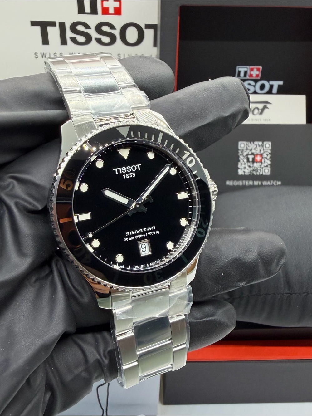 Tissot Seastar 1000 black 40mm Quartz watch Ref: T120.410.11.051.00